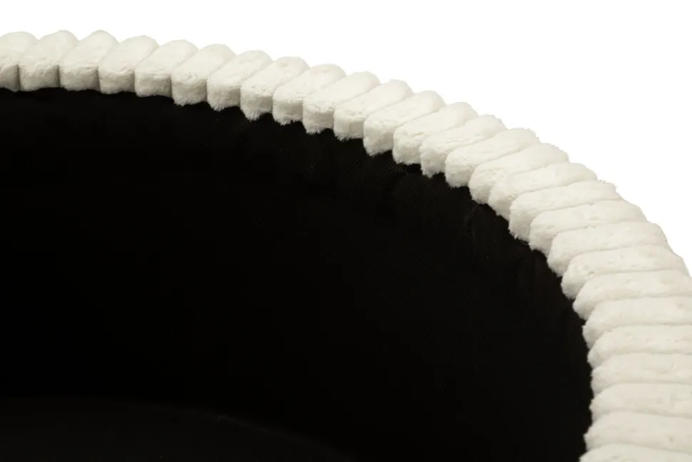 Pouf rond Gothenburg Tissu bouclette Crème pieds Bois Clair