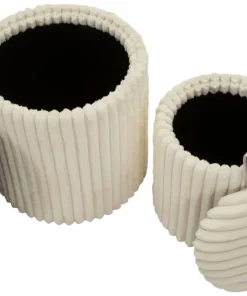 Poufs Gothenburg 2 pièces Cylindriques Tissu Crème