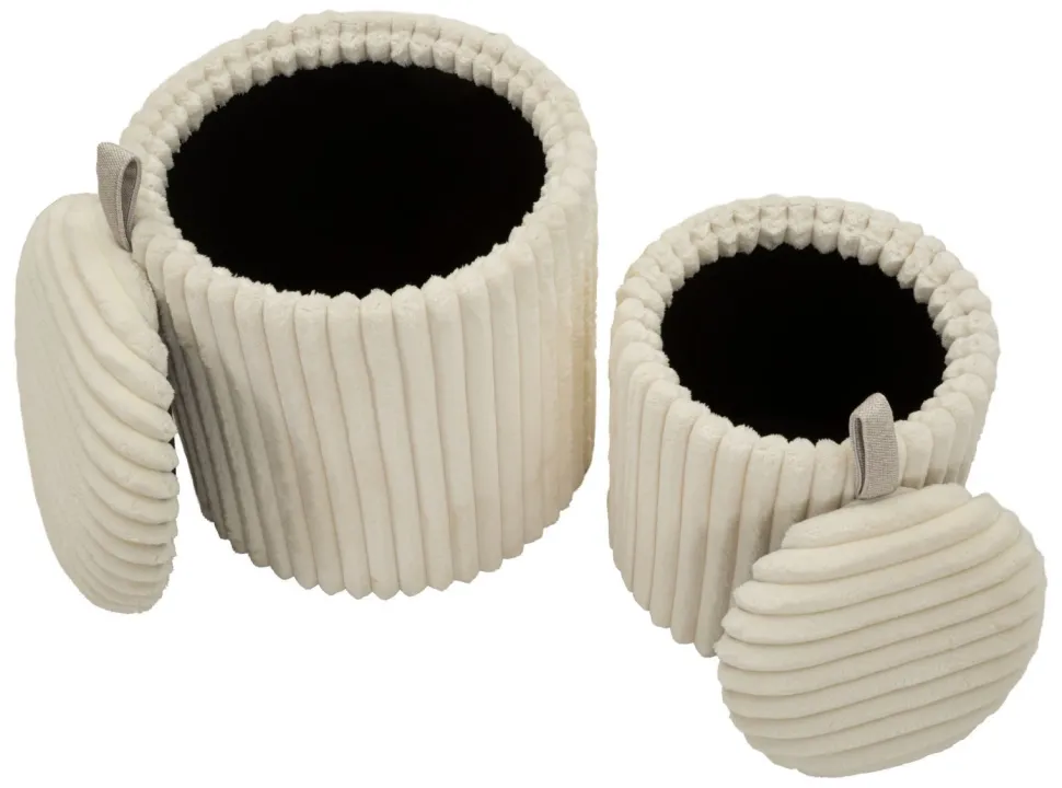 Poufs Gothenburg 2 pièces Cylindriques Tissu Crème