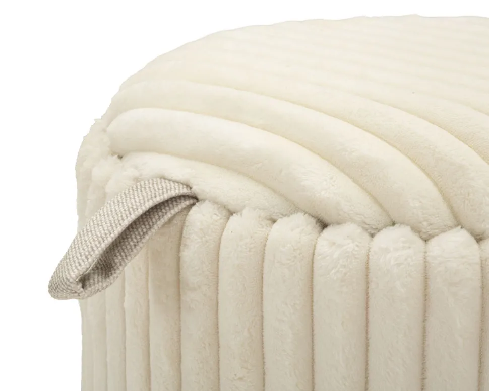 Poufs Gothenburg 2 pièces Cylindriques Tissu Crème