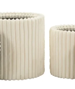 Poufs Gothenburg 2 pièces Cylindriques Tissu Crème