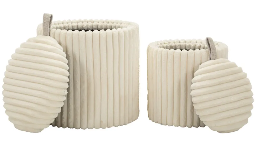Poufs Gothenburg 2 pièces Cylindriques Tissu Crème