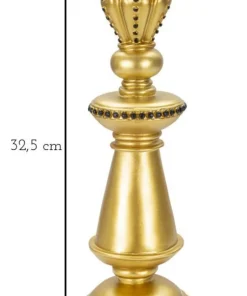 Roi d'échecs décoratif doré en polyrésine accents noirs