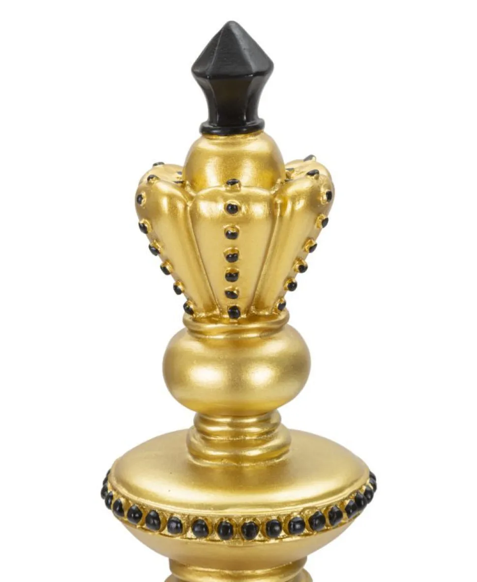 Roi d'échecs décoratif doré en polyrésine accents noirs