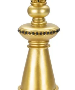 Roi d'échecs décoratif doré en polyrésine accents noirs