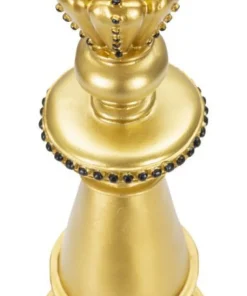 Roi d'échecs décoratif doré en polyrésine accents noirs