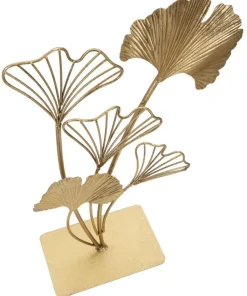Sculpture déco en métal doré feuilles