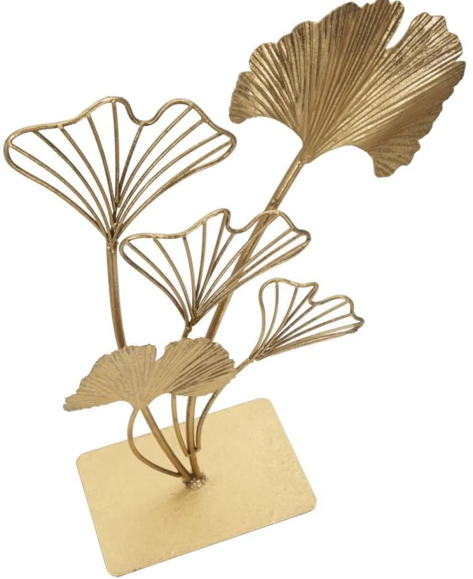 Sculpture déco en métal doré feuilles
