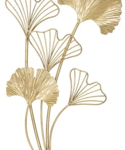 Sculpture déco en métal doré feuilles