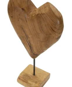 Sculpture en cœur Teck recyclé marron