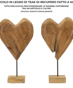 Sculpture en cœur Teck recyclé marron