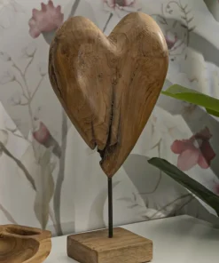 Sculpture en cœur Teck recyclé marron