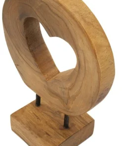 Sculpture en Teck avec ouverture cœur marron naturel