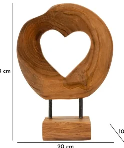 Sculpture en Teck avec ouverture cœur marron naturel