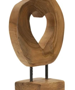 Sculpture en Teck avec ouverture cœur marron naturel
