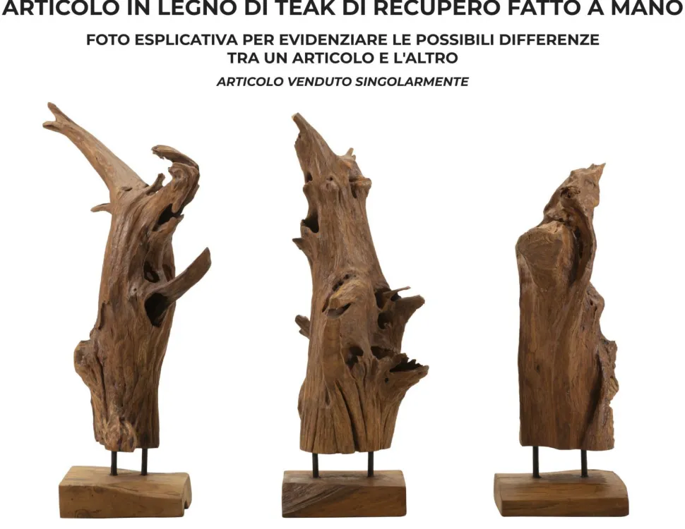 Sculpture en Teck recyclé Akar marron
