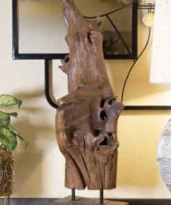 Sculpture en Teck recyclé Akar marron