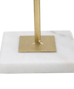 Sculpture géométrique en métal doré et base en marbre