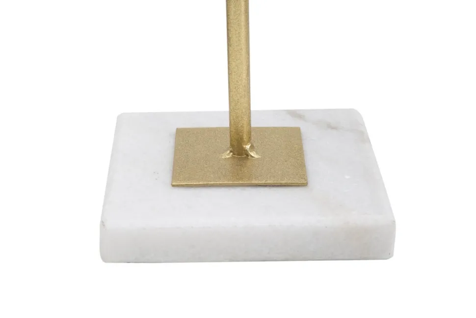 Sculpture géométrique en métal doré et base en marbre