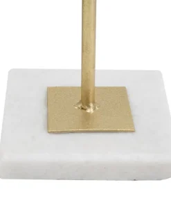 Sculpture géométrique métal doré base marbre blanc