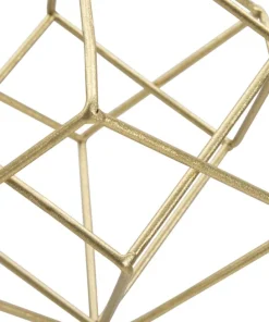 Sculpture géométrique métal doré base marbre blanc