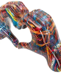 Sculpture Mains entrelacées Cœur couleurs vives