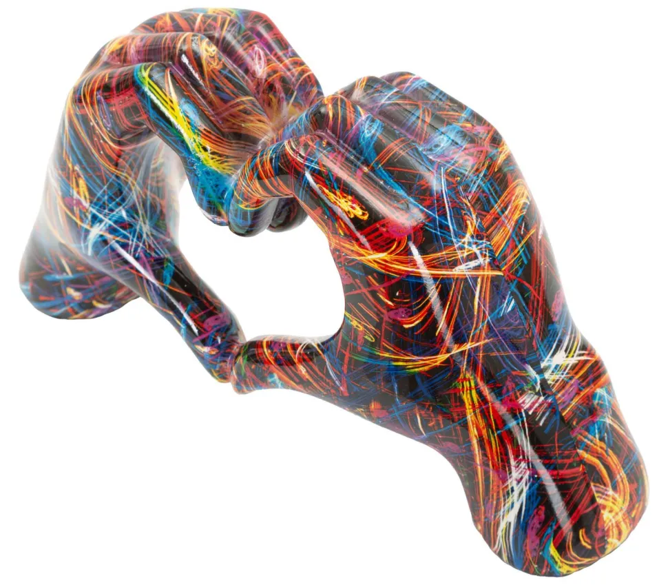 Sculpture Mains entrelacées Cœur couleurs vives