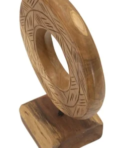 Sculpture ronde Dorat en teck recyclé marron
