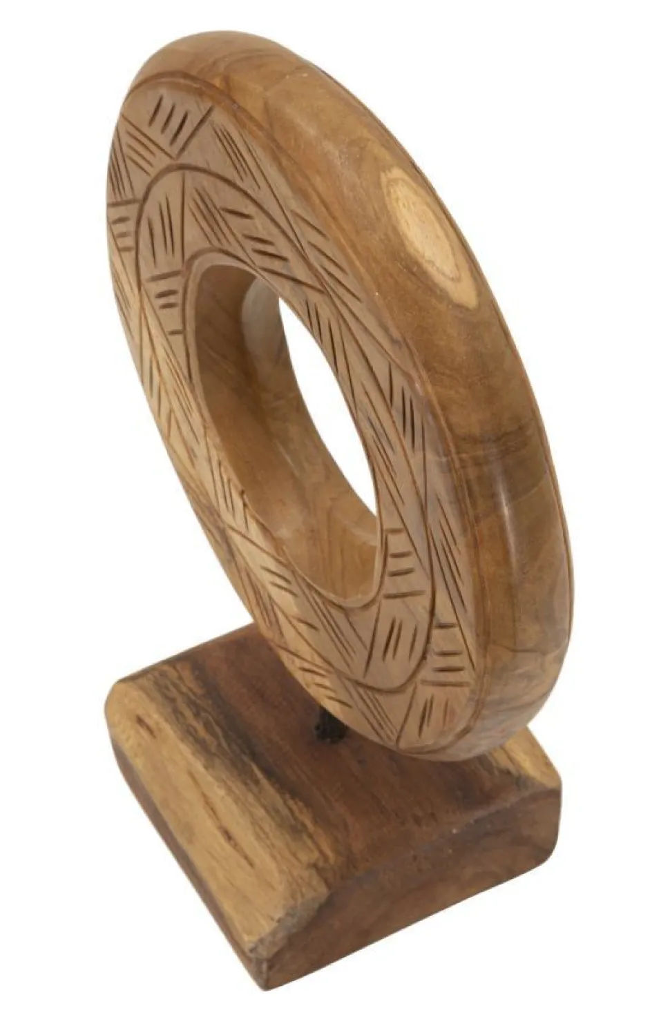 Sculpture ronde Dorat en teck recyclé marron