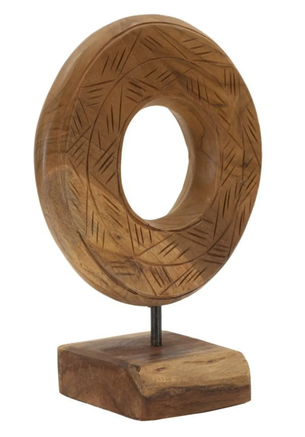 Sculpture ronde Dorat en teck recyclé marron