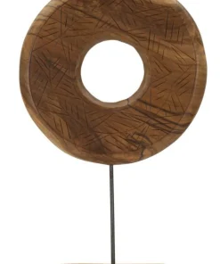 Sculpture ronde Teck recyclé motifs irréguliers