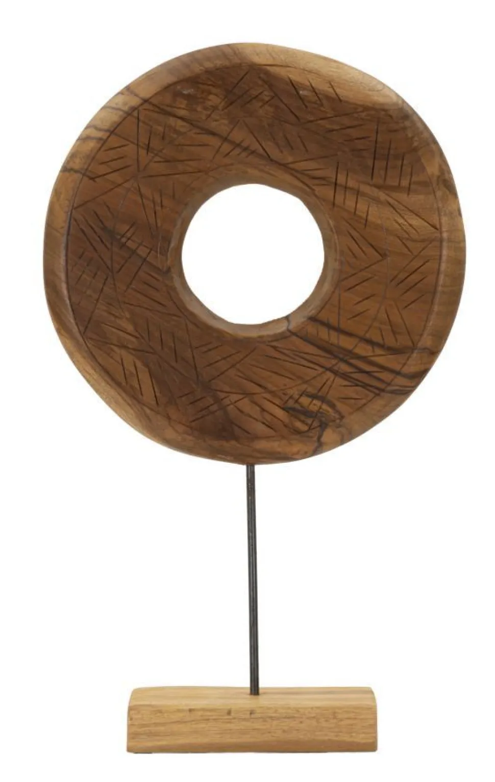 Sculpture ronde Teck recyclé motifs irréguliers