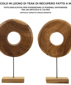 Sculpture ronde Teck recyclé motifs irréguliers