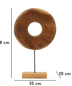 Sculpture ronde Teck recyclé motifs irréguliers