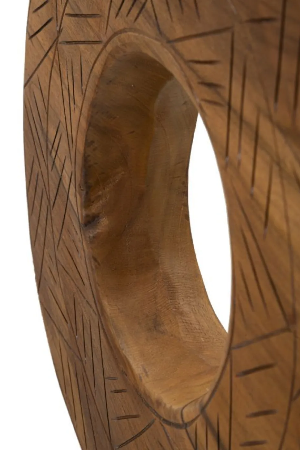 Sculpture ronde Teck recyclé motifs irréguliers
