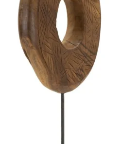 Sculpture ronde Teck recyclé motifs irréguliers