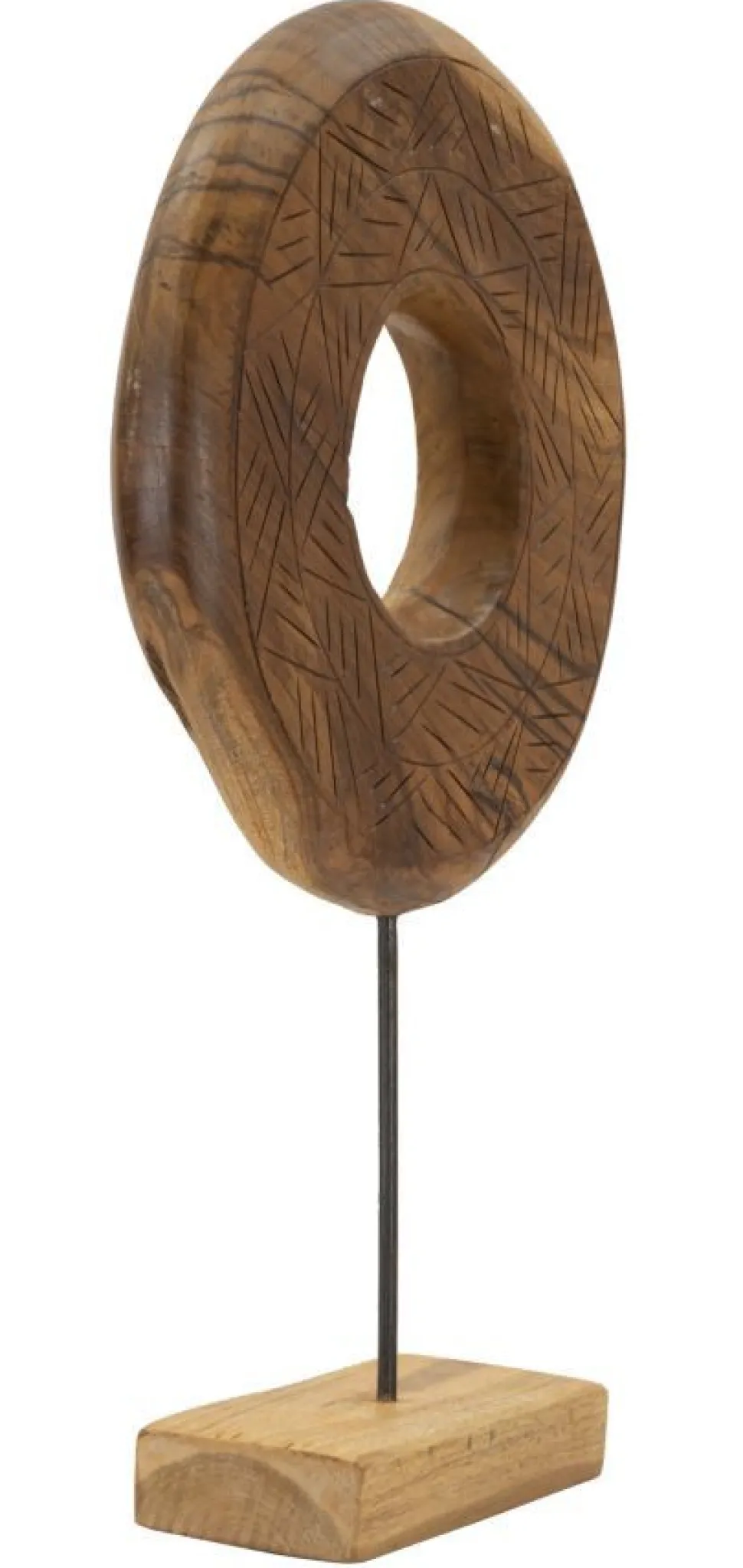 Sculpture ronde Teck recyclé motifs irréguliers