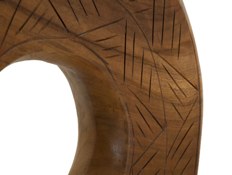 Sculpture ronde Teck recyclé motifs irréguliers