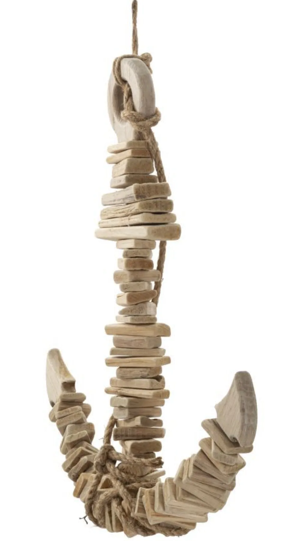 Sculpture suspendue Ancre en bois naturel