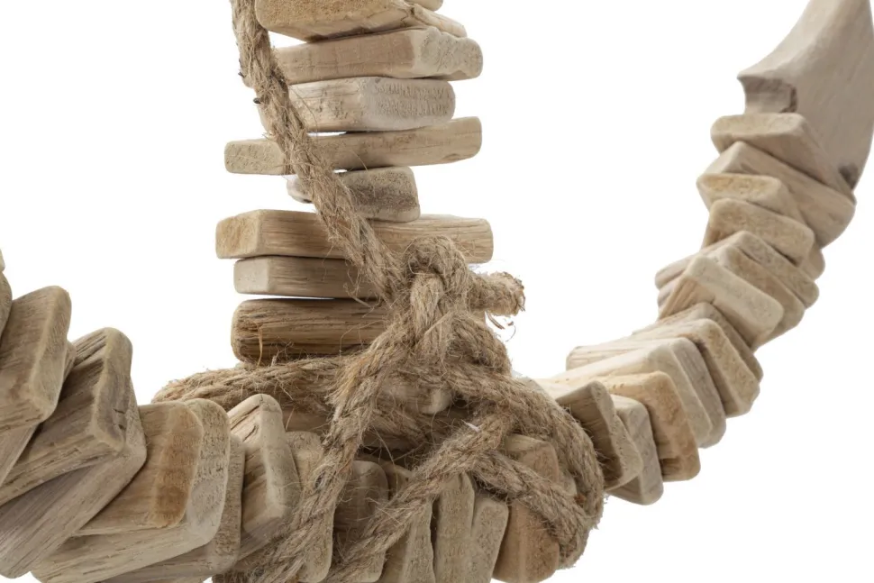 Sculpture suspendue Ancre en bois naturel