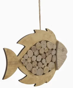 Sculpture suspendue Poisson en bois massif et M.D.F rond