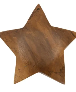 Sculpture étoile en Teck marron naturel