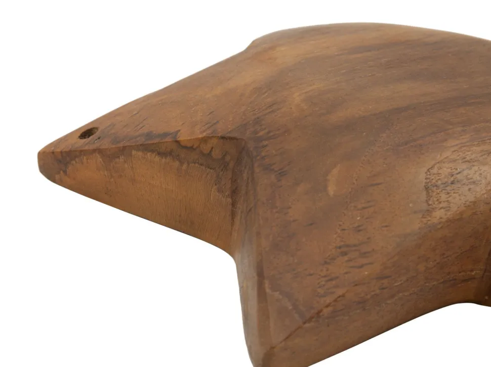 Sculpture étoile en Teck marron naturel