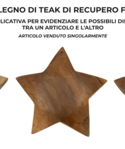 Sculpture étoile en Teck marron naturel