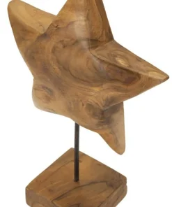 Sculpture étoile Teck recyclé marron