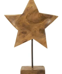 Sculpture étoile Teck recyclé marron