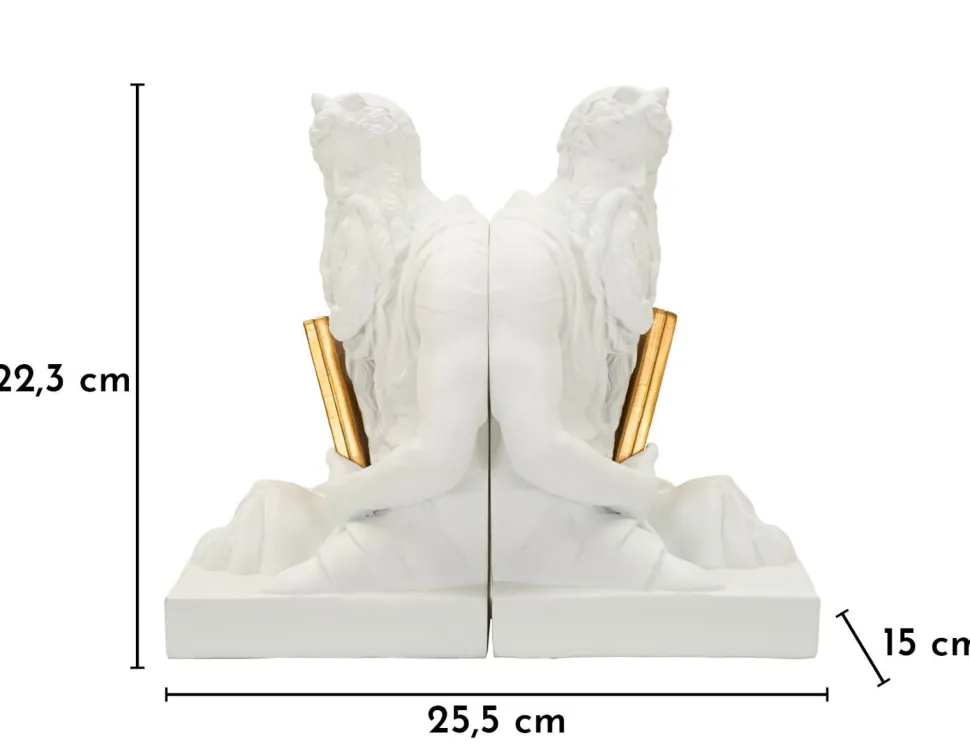 Serre-livres Poséidon Résine Blanche détails Dorés