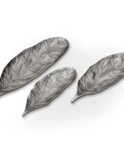 Set de 3 plateaux feuilles Natura Nickel