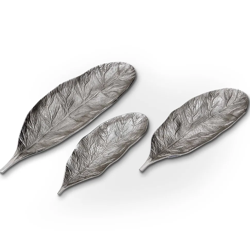Set de 3 plateaux feuilles Natura Nickel