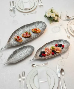 Set de 3 plateaux feuilles Natura Nickel